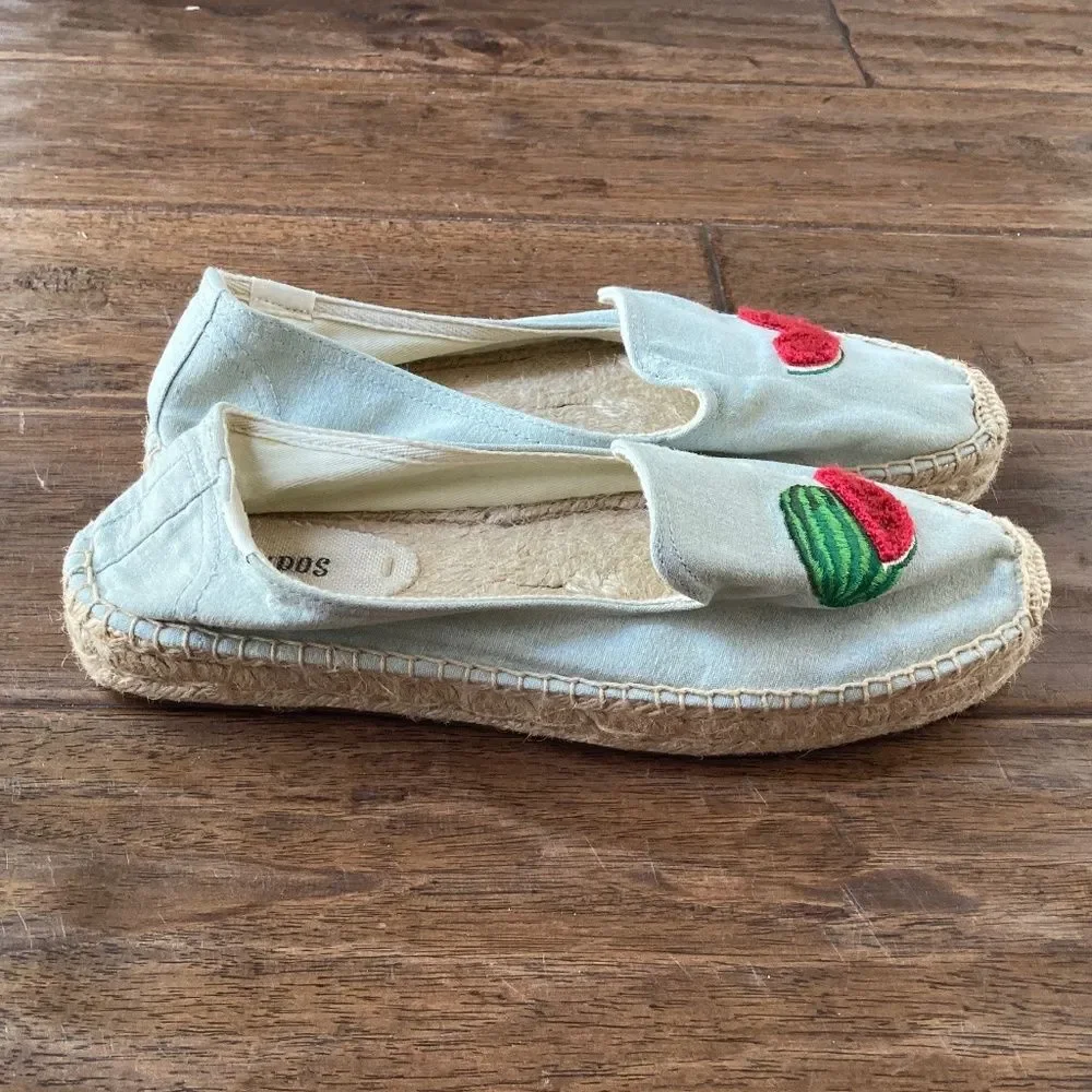 Soludos Chambray Watermelon Smoking Slippers Espadrille Size 9